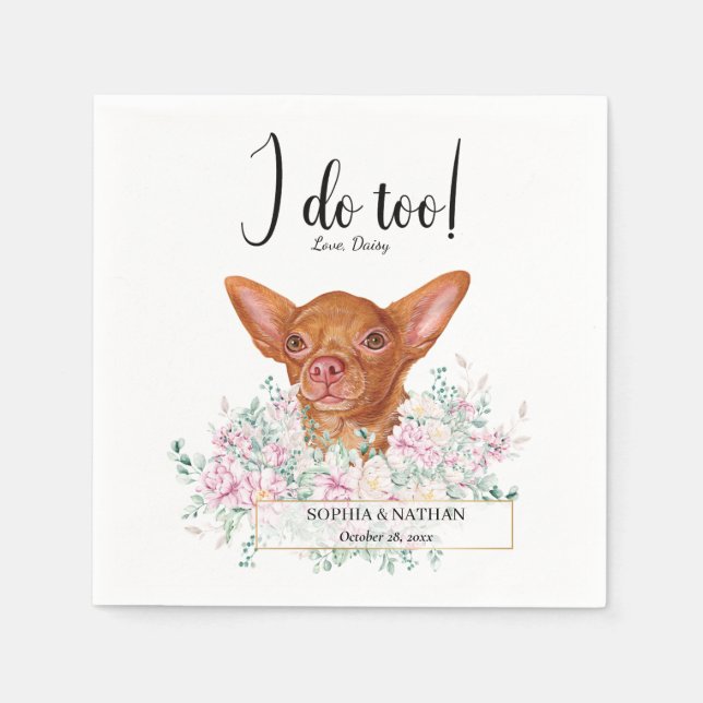 Guardanapo De Papel Chihuahua Dog Casamento Cocktail Napkins (Frente)