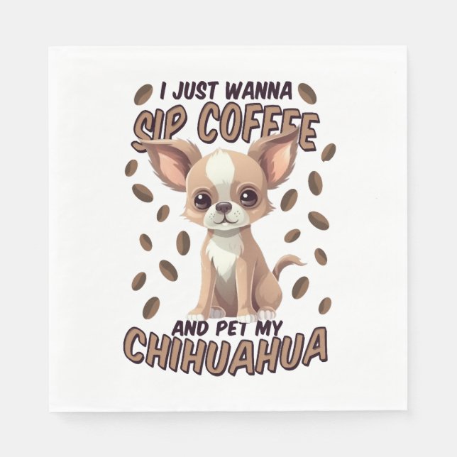 Guardanapo De Papel Chihuahua e grãos de café (Frente)