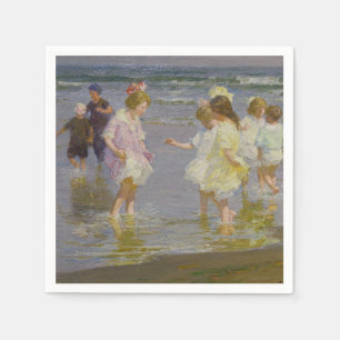Guardanapo De Papel Children Wading on the Beach (por E.H. Potthast)