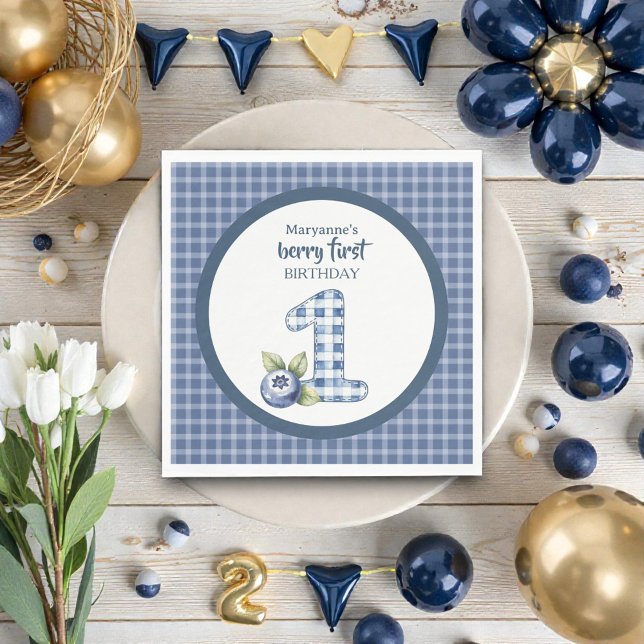 Guardanapo De Papel Child's Blueberry Berry First Birthday (Criador carregado)