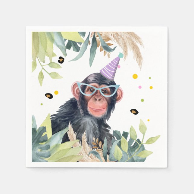 Guardanapo De Papel Chimpanzé Animais do Partido dos Macacos Aniversár (Frente)
