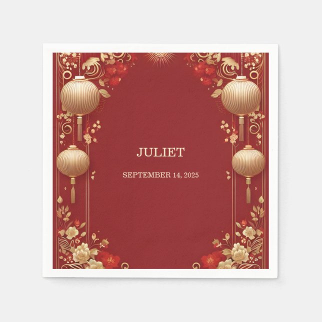 Guardanapo De Papel Chinês Asiático Bilíngue Hei Negrito Chá de Bebê N (Frente)