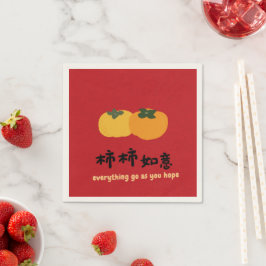 Guardanapo De Papel Chinês - Boa Sorte Desejar Nápoles Vermelhas
