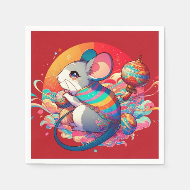 Guardanapo De Papel Chinês: De Ratos a Riqueza (Frente)