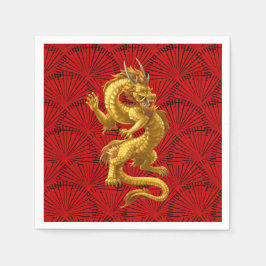 Guardanapo De Papel Chinês Lucky Dourada Dragon Paper Napkins