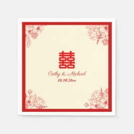 Guardanapo De Papel Chinês, vermelho-cervo-verde-floral