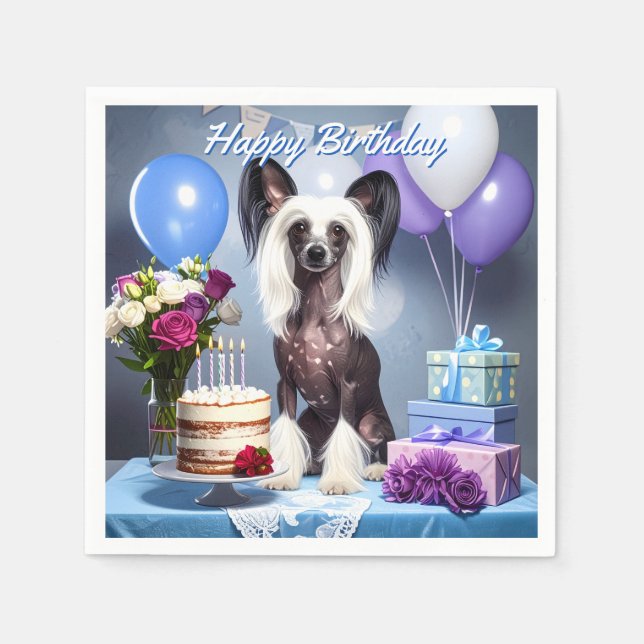 Guardanapo De Papel Chinese Crested Birthday (Frente)