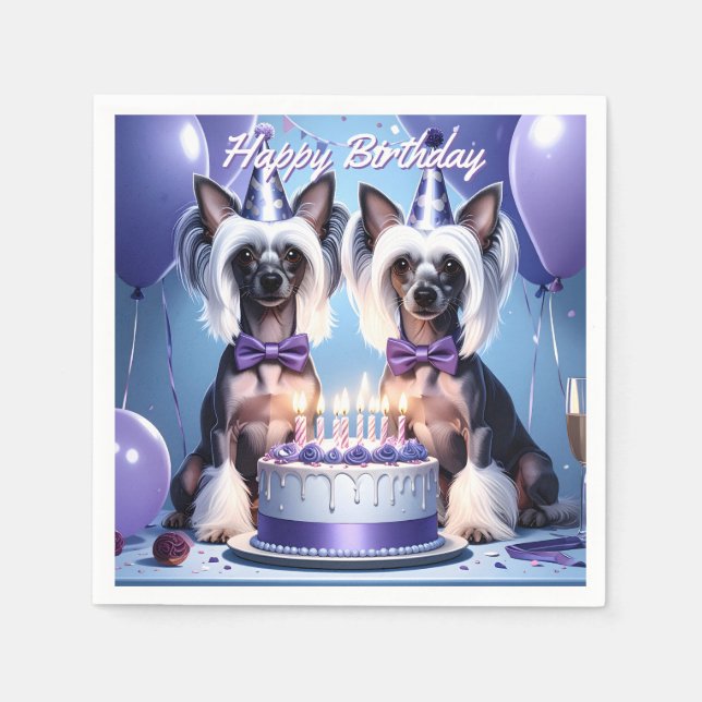 Guardanapo De Papel Chinese Crested Birthday (Frente)