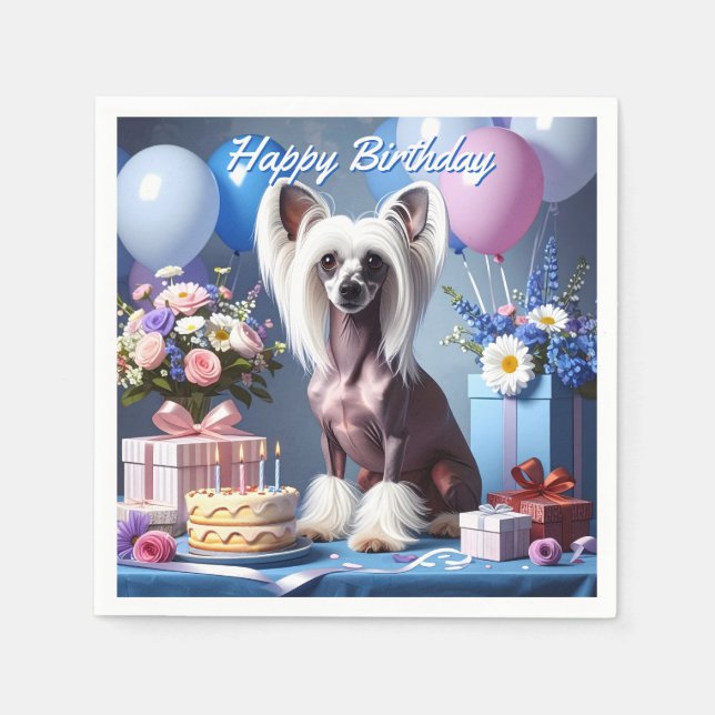 Guardanapo De Papel Chinese Crested Birthday (Frente)