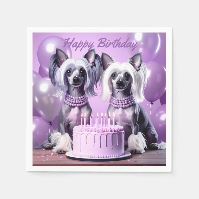 Guardanapo De Papel Chinese Crested Birthday (Frente)