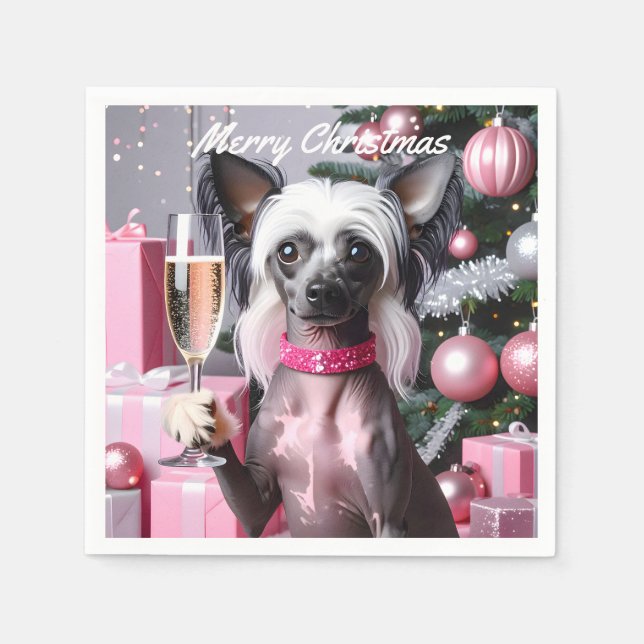Guardanapo De Papel Chinese Crested Christmas (Frente)