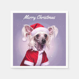 Guardanapo De Papel Chinese Crested Santa Christmas