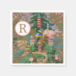 Guardanapo De Papel Chinoiserie Antique China Monograma Templo