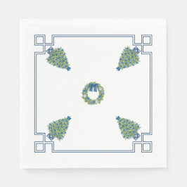 Guardanapo De Papel Chinoiserie Azul e Branco Natal