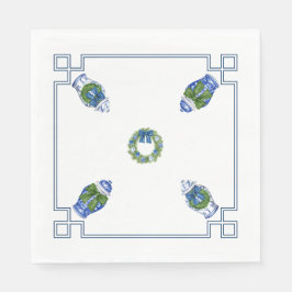 Guardanapo De Papel Chinoiserie Azul e Branco Natal