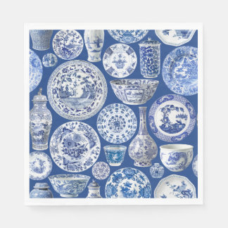 Guardanapo De Papel Chinoiserie azul - Vaso e chapas chineses