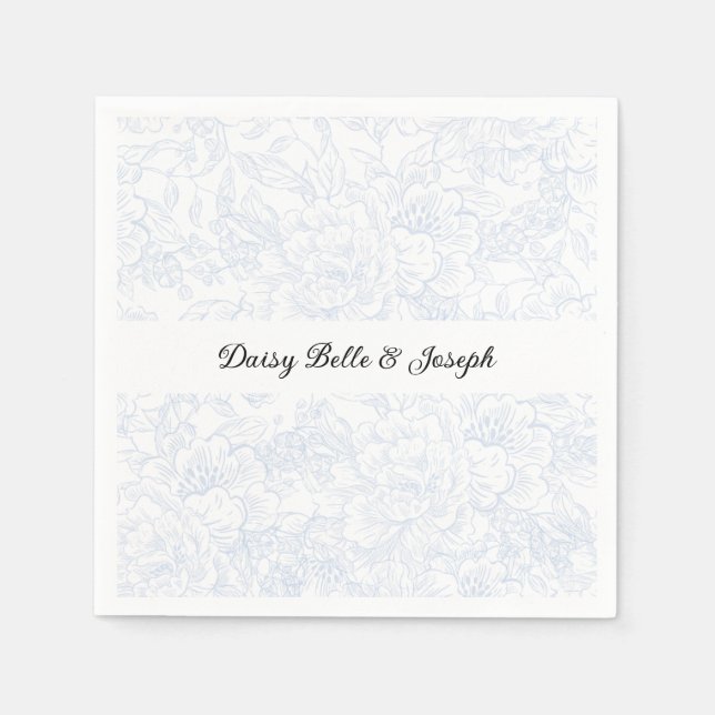 Guardanapo De Papel Chinoiserie Blue Peony Wedding (Frente)