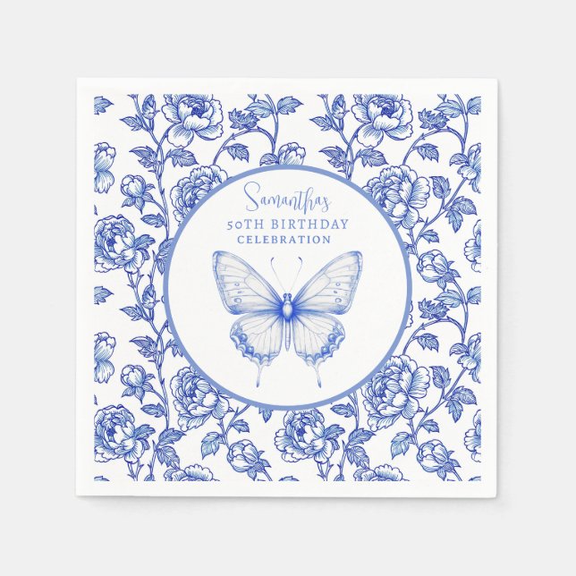 Guardanapo De Papel Chinoiserie Butterfly Birthday Plate (Frente)