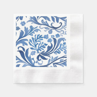 Guardanapo De Papel Chinoiserie Floral Botânico Azul Branco