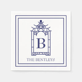 Guardanapo De Papel Chinoiserie Monogramas Partido Pagoda Napkins