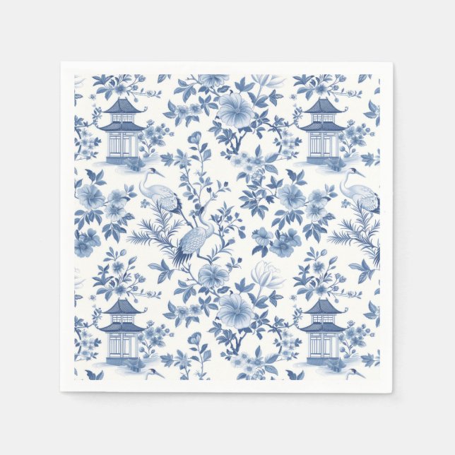 Guardanapo De Papel Chinoiserie Pagoda Crane Festa de aniversário (Frente)