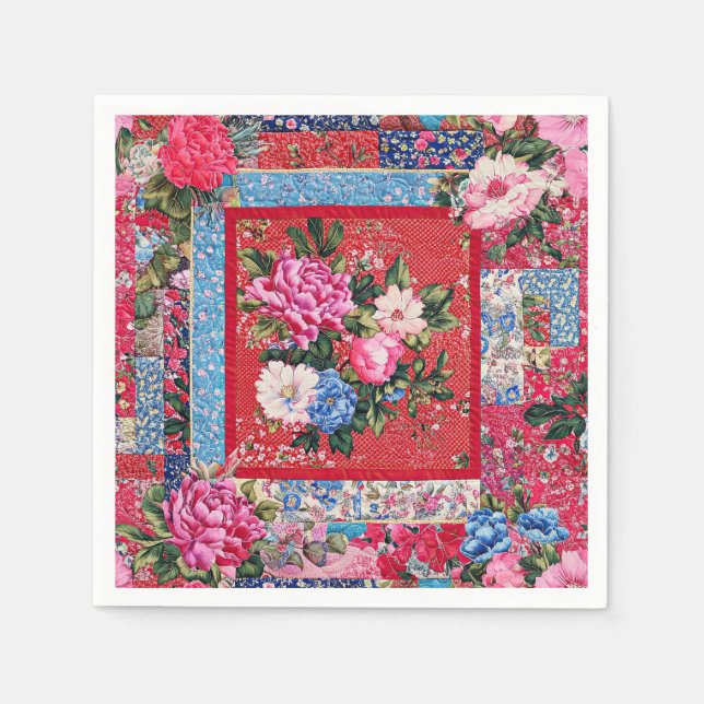 Guardanapo De Papel Chinoiserie Patchwork Floal (Frente)