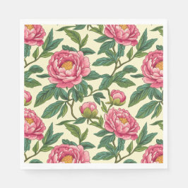 Guardanapo De Papel Chinoiserie rosa, verde e amarela Floral