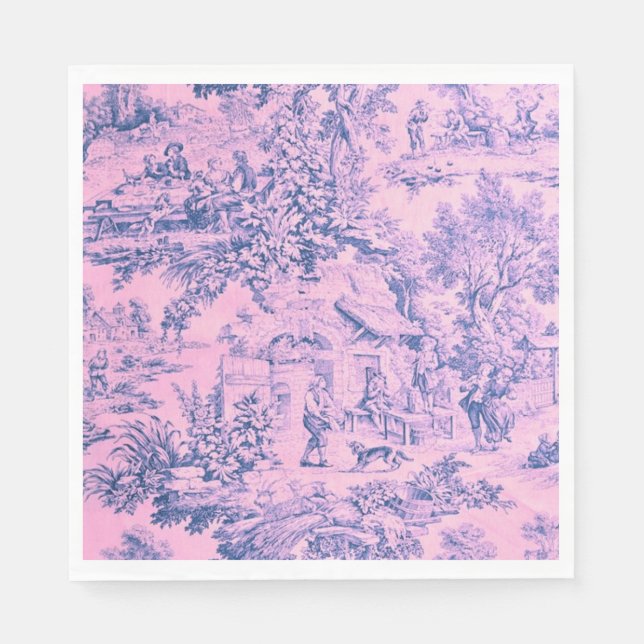 Guardanapo De Papel Chinoiserie Russa Rococo - Toile Rosa Francês (Frente)