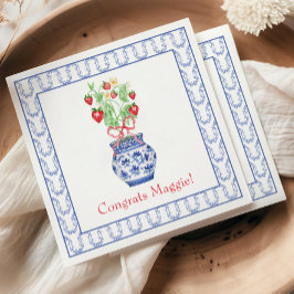 Guardanapo De Papel Chinoiserie Vase de Morangos Vermelhos