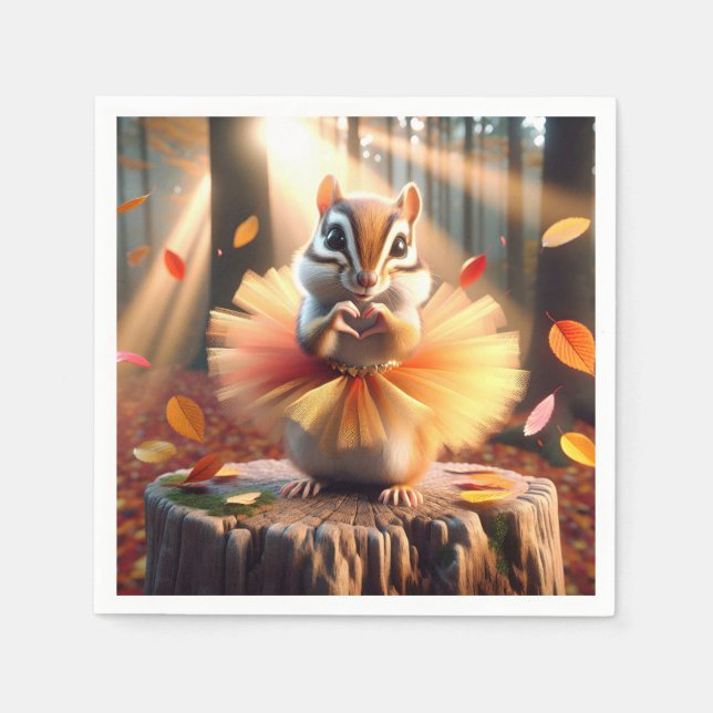 Guardanapo De Papel Chipmunk do outono Vestindo um Tutu (Frente)