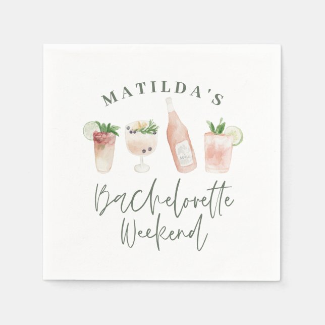 Guardanapo De Papel Chique elegante moderno drinks de água bachelorett (Frente)