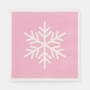 Guardanapo De Papel Chique Festivo Floco de Neve Alpino Branco em Rosa