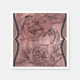Guardanapo De Papel Chique floral Glam elegante Dourado do rosa
