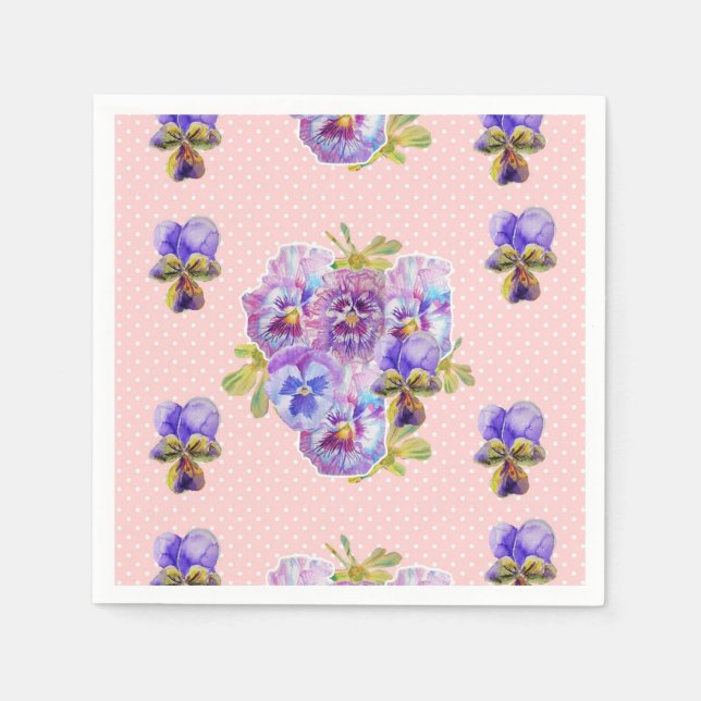 Guardanapo De Papel Chique Pansy de Ponto Rosa Servier Napkins (Frente)