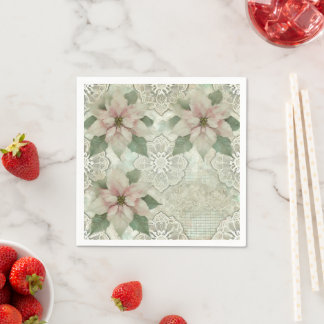 Guardanapo De Papel Chique Poinsettia e Lace Decoupage Napkins