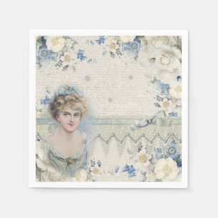 Guardanapo De Papel Chique Vintage Mulher Vitoriana com Flores