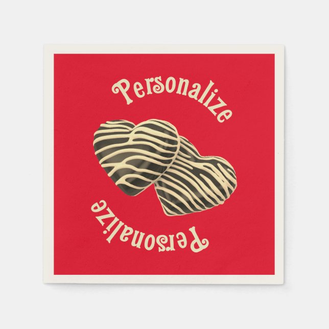 Guardanapo De Papel Chocolate doce coração vermelho amor doce (Frente)