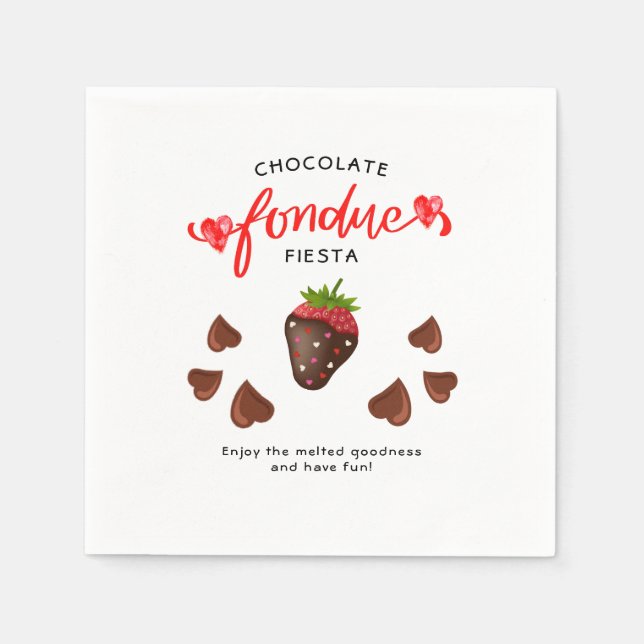 Guardanapo De Papel Chocolate Fondue Fiesta Strawberry Hearthday (Frente)