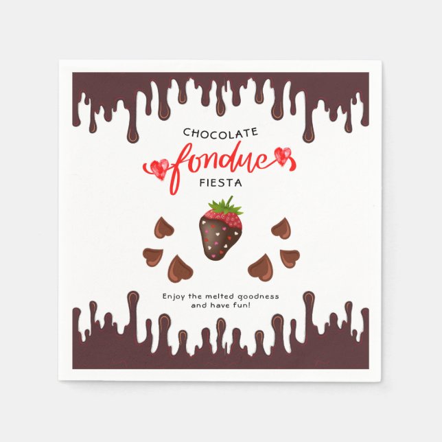 Guardanapo De Papel Chocolate Fondue Fiesta Strawberry Hearthday (Frente)