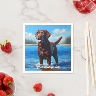 Guardanapo De Papel Chocolate Labrador e Lago Azul