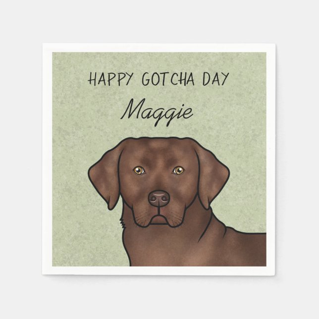 Guardanapo De Papel Chocolate Labrador Retriever Happy Gotcha Day (Frente)