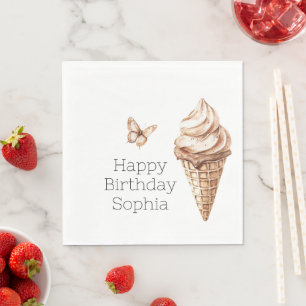 Guardanapo De Papel Chocolate Mocha Sorvete Cone Birthday