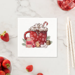 Guardanapo De Papel Chocolate quente e marshmallow