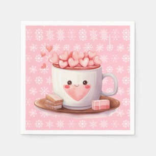 Guardanapo De Papel Chocolate quente Kawaii e flocos de neve
