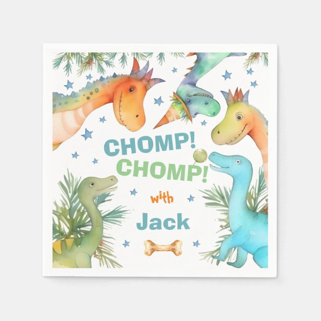 Guardanapo De Papel CHOMP personalizado! CHOMP! Dinossaur Napkin (Frente)