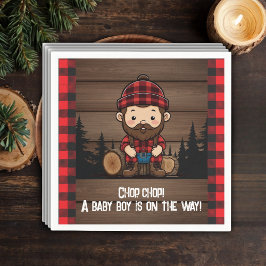 Guardanapo De Papel Chop Chop! Chá de fraldas Rustic Lumberjack Flanne