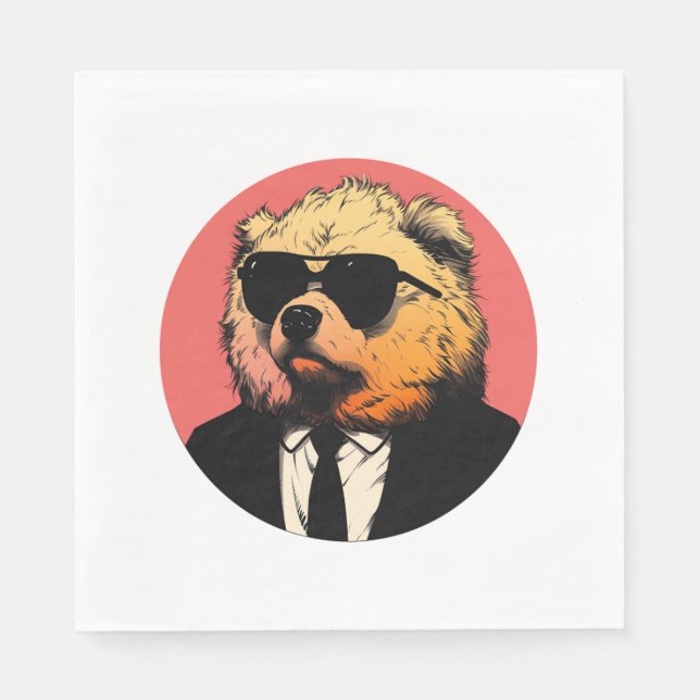 Guardanapo De Papel Chow Chow Dog Businessman (Frente)