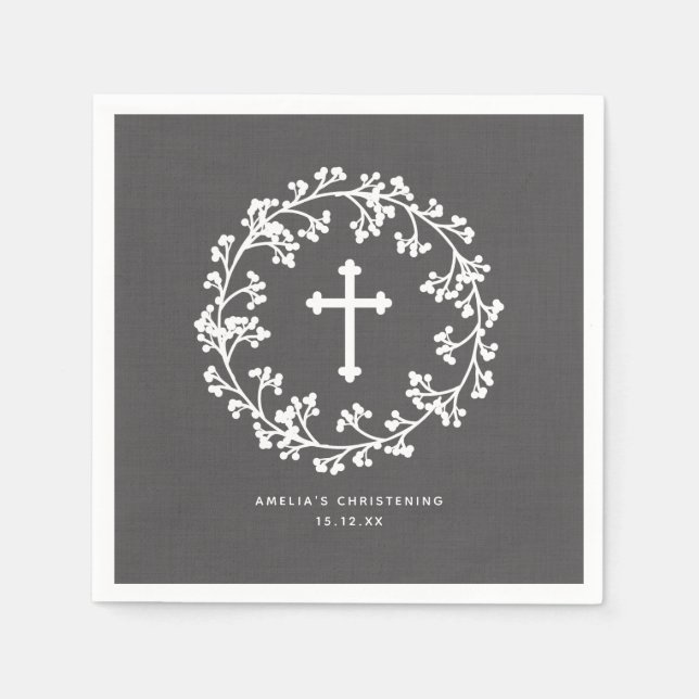 Guardanapo De Papel Christening de hálito de bebê (Frente)