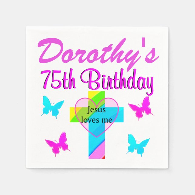 GUARDANAPO DE PAPEL CHRISTIAN 75º NAPKINS DE ANIVERSÁRIO PERSONALIZADO (Frente)