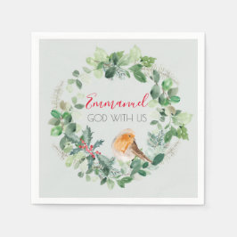 Guardanapo De Papel Christian Christmas Wreath Winter Robin